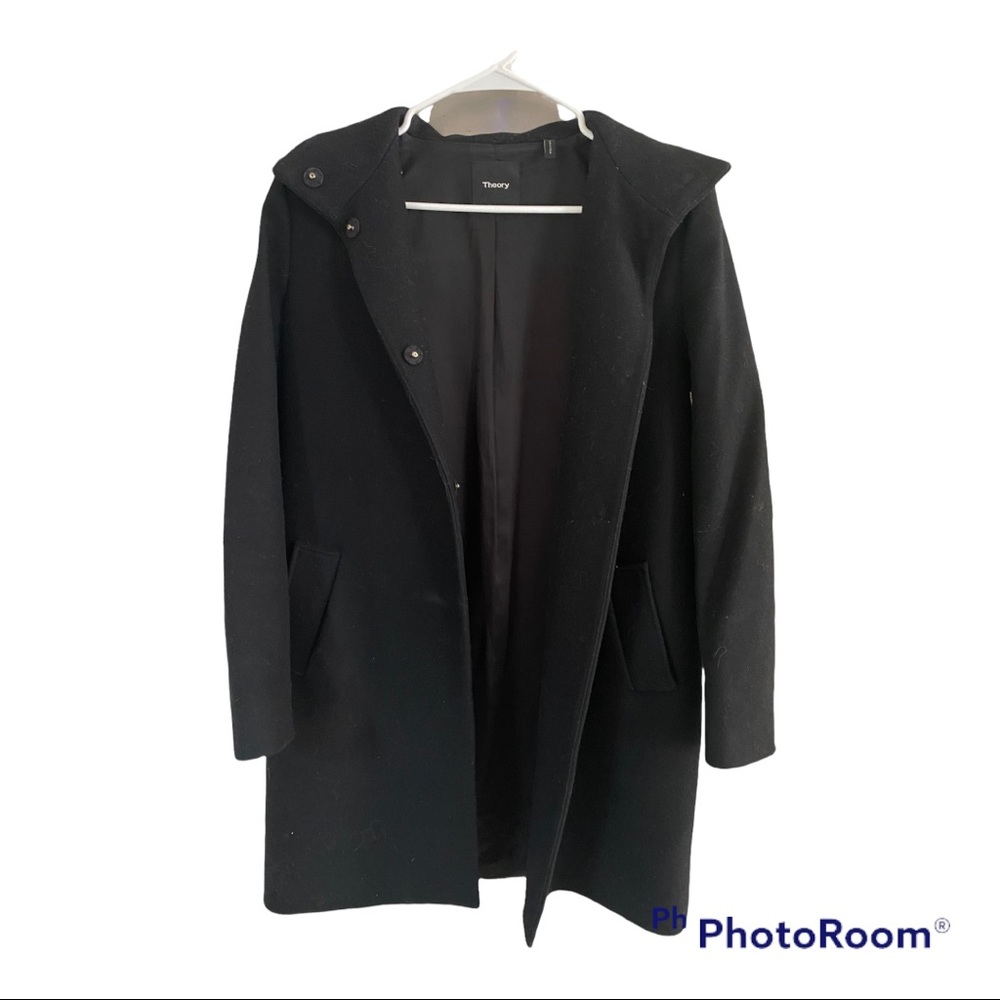 Theory black wool coat